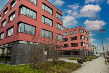 Frankfurt 'un Kalbach-Riedberg ilçesi (Ortsbezirk). Almanya. Yeni yerleşim bölgesinde Frankfurt Kampüsü Riedberg Üniversitesi