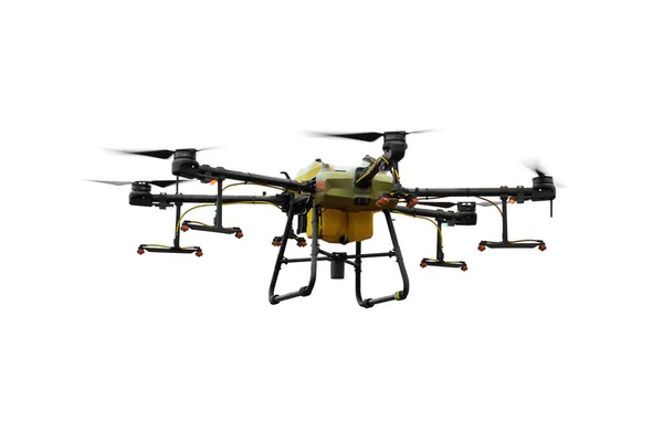 Spray Drones Fazendeiros Isolados Fundo Branco — Fotografia de Stock