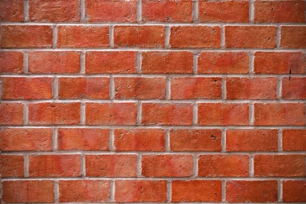 Wide View Red Brick Wall Construction Stock Photo