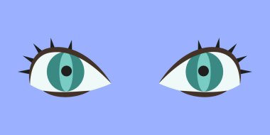 Turkuaz gözler düz stil. İnsan vücudunun güzel bir parçası..