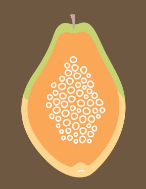 Papaya 'nın yarısı. Düz stil tatlı meyve.