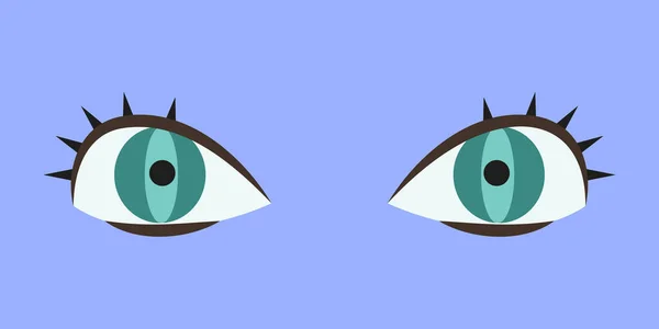 蓝绿色的眼睛是扁平的 人类身体的美丽部分 — 图库矢量图片