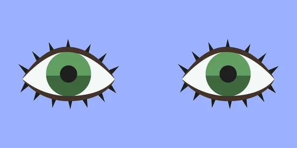 Green Eyes Flat Style Beautiful Part Human Body — Stock Vector