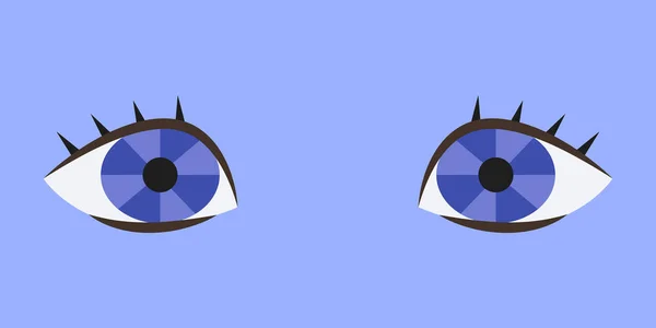 蓝眼睛是扁平的 人类身体的美丽部分 — 图库矢量图片