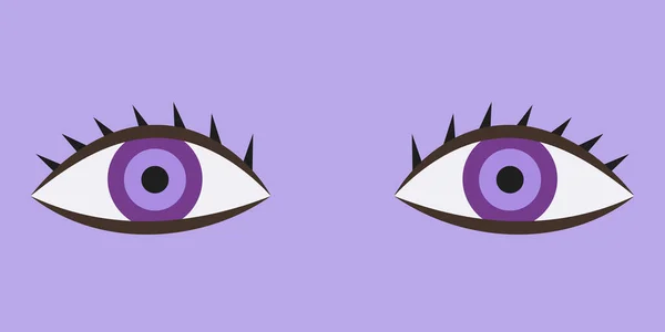 Purple Eyes Cartoon Style Beautiful Part Human Body — Stock Vector