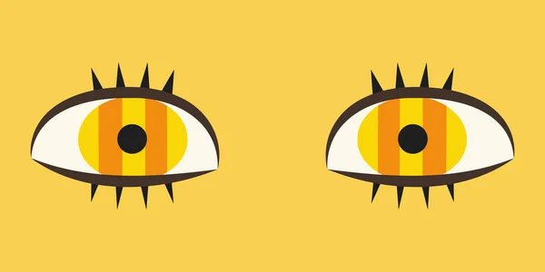 Yellow Eyes Cartoon Style Beautiful Part Human Body — Stock Vector