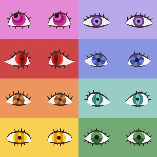 Conjunto Olhos Multicoloridos Estilo Cartoon Belas Partes Corpo Humano — Vetor de Stock