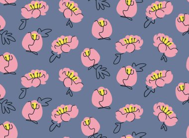 Şakayık kafalı, kusursuz bir desen. Karalama stilinde güzel doğa dokusu.