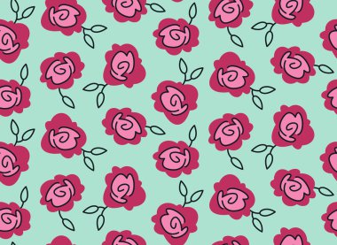 Gül kafalı, kusursuz bir desen. Karalama stilinde güzel doğa dokusu.