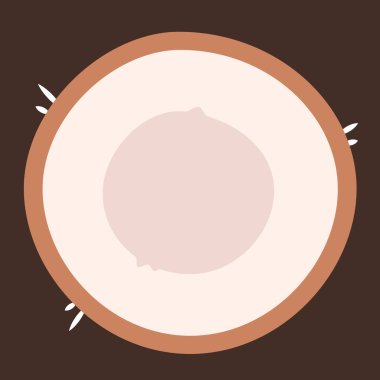 Hindistan cevizinin yarısı. Düz stil tatlı meyve.