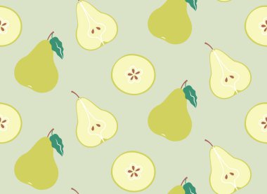 Seamless pattern with pears. Beautiful fruit texture in flat style.