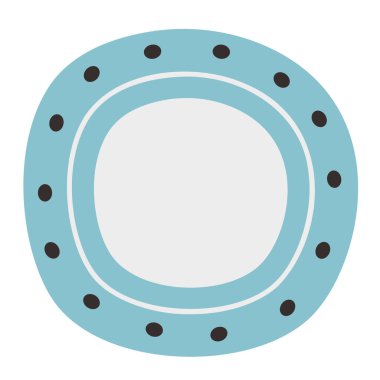 Klasik mavi plaka. Düz stil güzel mutfak aletleri.