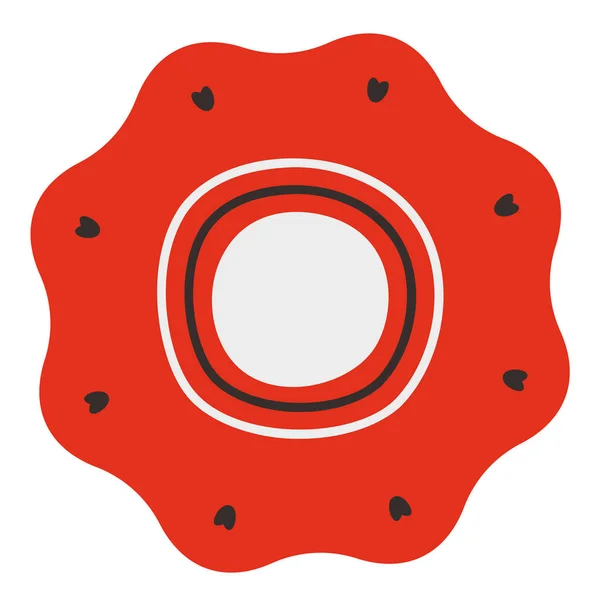 Abgebildet Roter Teller Schöne Küchenutensilien Flachen Stil — Stockvektor