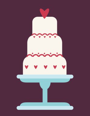 Wedding cake in flat style. Beautiful pastry.