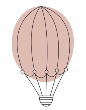 Classic air balloon. Retro transport in doodle style.