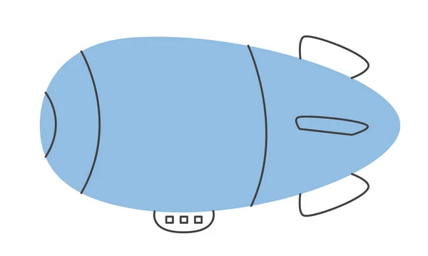 落書きスタイルの青い飛行船 ヴィンテージトランスポート — ストックベクタ