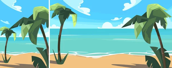 Coastline Palm Trees Summer Landscape Different Formats — Stock Vector