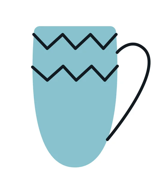 Синяя Чашка Чая Кухонная Утварь Стиле Каракулей Стоковый вектор