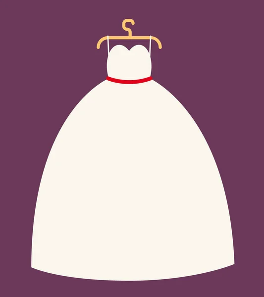 Белое Свадебное Платье Вешалке Красивая Одежда Плоском Стиле Векторная Графика