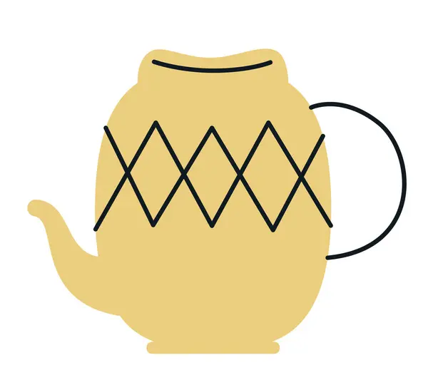 Желтый Чайник Стиле Каракулей Красивая Кухонная Утварь Лицензионные Стоковые Векторы