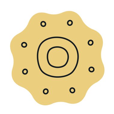 Kalıplı klasik sarı plaka. Karalama tarzında güzel mutfak gereçleri.