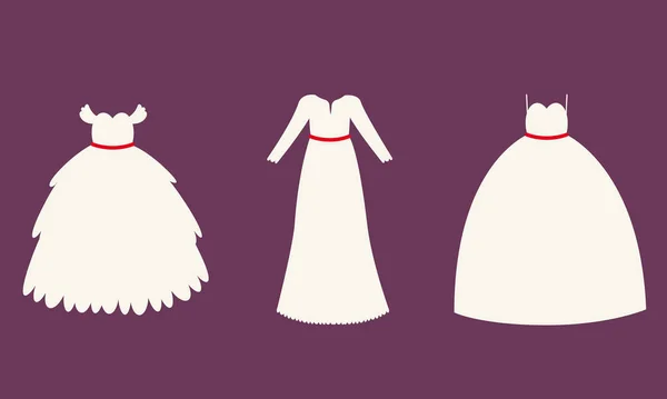 Zestaw Różnych Sukienek Ślubnych Piękne Ubrania Płaskim Stylu Wektory Stockowe bez tantiem