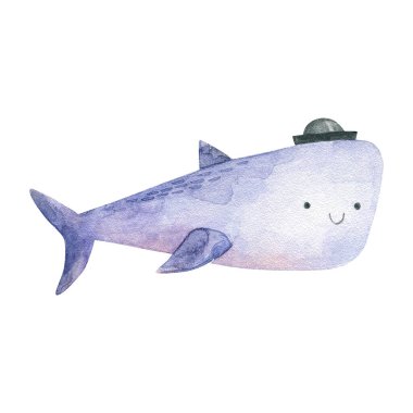 Deniz Yaşamı Şirin Elemanı Deniz altı Dünyası 'nda Hayvan Hayatı. Su altı balığı. Çocuksu karikatür suluboya hastalıkları, asabiyet, tasarım, dekor