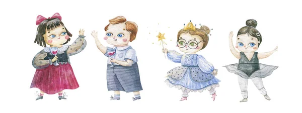 Милая Маленькая Принцесса Девочка Иллюстрацией Единорога — стоковое фото
