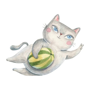 watercolor watercmelon illustration, cartoon