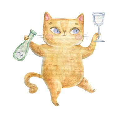 watercolor watercmelon illustration, cartoon