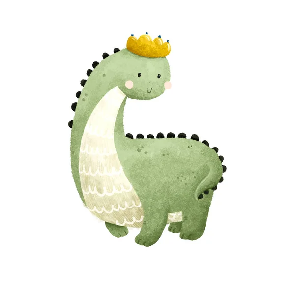 Söt Dino Illustration Rolig Grön Dinosaurie — Stockfoto