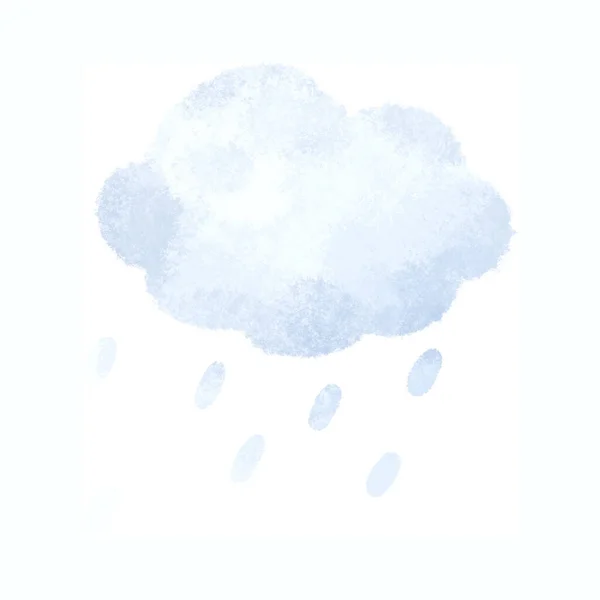 Nube Con Gocce Pioggia Illustrazione Meteo Adesivo Cielo — Foto Stock