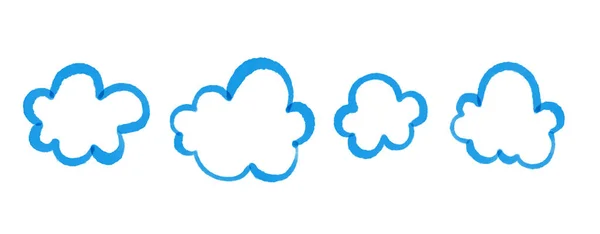 Handgeschilderde Lijn Wolken Lucht Elementen Weer Schattige Kinderachtige Illustratie Kinderkamer — Stockfoto