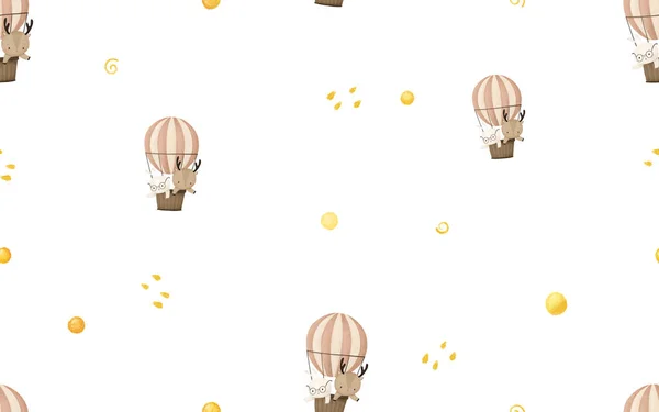 Endlose Muster Mit Luftballon Mit Tieren Cartoon Tapete Hintergrund — Stockfoto