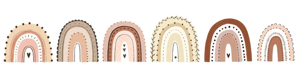 Arco Íris Boho Desenhado Mão Conjunto Bonito Pastel Cores Terrosas — Fotografia de Stock