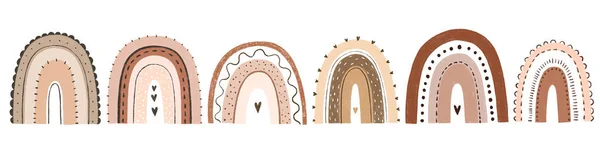 Arco Íris Boho Desenhado Mão Conjunto Bonito Pastel Cores Terrosas — Fotografia de Stock