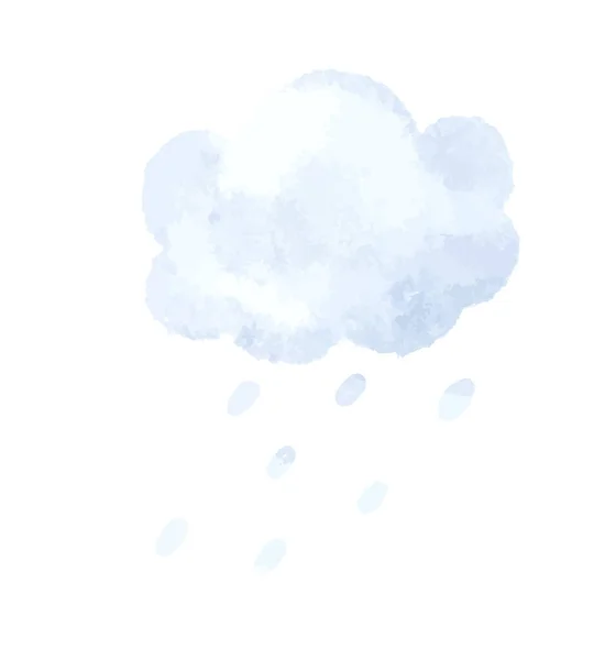 Ręcznie Malowane Ilustracja Niebieskimi Chmurami Kroplami Deszczu Cute Dziecinne Clipart — Zdjęcie stockowe