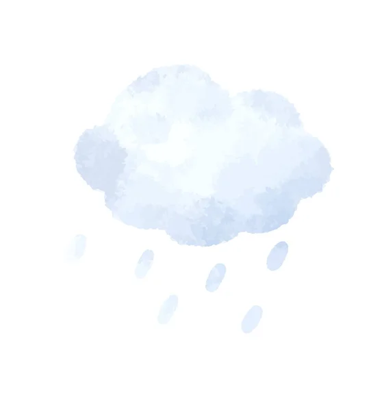 Kézzel Festett Illusztráció Kék Felhők Esőcseppek Aranyos Gyerekes Előfizetői Tervezés — Stock Fotó