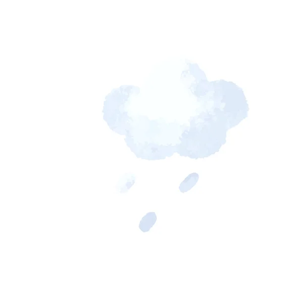 Illustrazione Dipinta Mano Con Nuvole Blu Con Gocce Pioggia Graziosa — Foto Stock