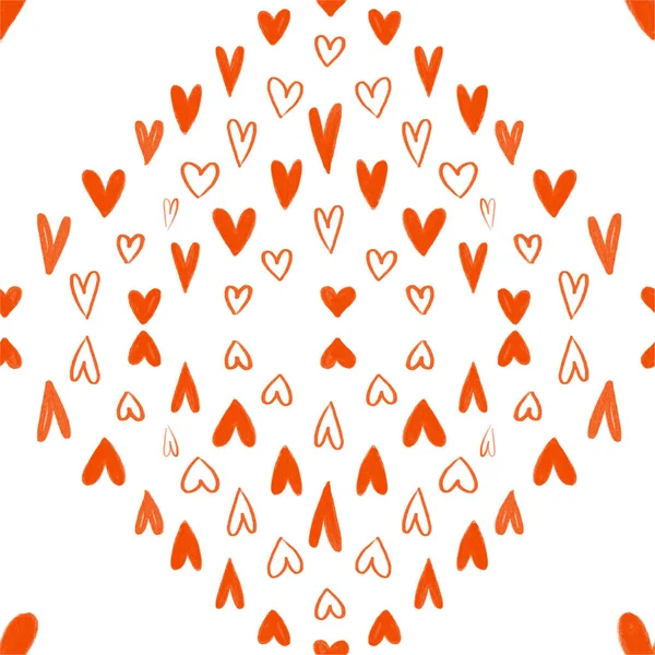Симпатичный Безморский Узор Красными Сердечками Расписанными Вручную Дизайном Дня Святого — стоковое фото