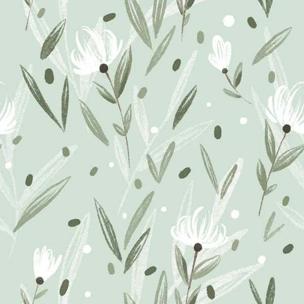 Простий Кольоровий Безшовний Візерунок Весняний Літній Дизайн Ботанічний Квітковий Папір — стокове фото