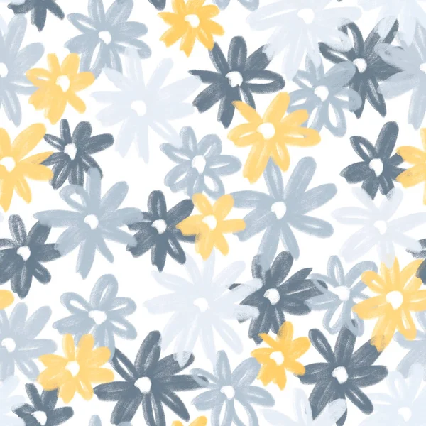 Простой Бесцветный Рисунок Весенний Летний Дизайн Ботанический Цветочный Обертыватель — стоковое фото