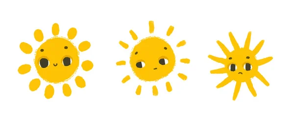 Simple Sunny Illustration Face Cute Sun Design Sticker Baby Art — Stock Photo, Image