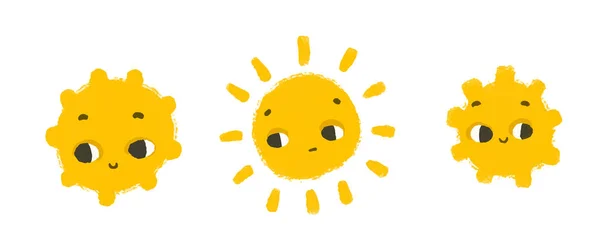 Egyszerű Napfényes Illusztráció Arccal Aranyos Napozó Matrica Babaművészet Elszigetelt Ügyfélkör — Stock Fotó