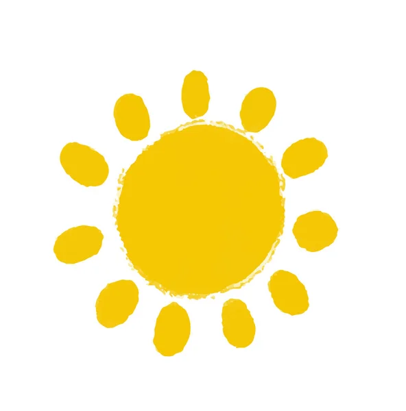 Prosta Słoneczna Ilustracja Ładna Naklejka Słońce Sztuka Dla Dzieci Odizolowany — Zdjęcie stockowe