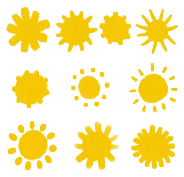 简单的阳光插图 漂亮的太阳能设计贴纸 婴儿期艺术 与世隔绝的派系 — 图库照片