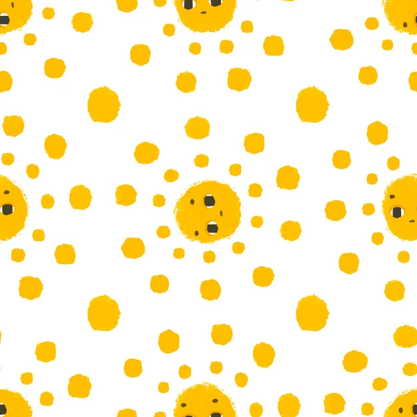 Eenvoudig Naadloos Patroon Met Grappige Gele Zonnen Met Gezicht Leuke — Stockfoto