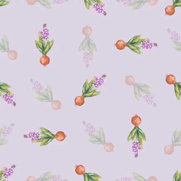 Watercolor Background Blossoming Hyacinths Endless Wallpaper Flowers Hyacinth Watercolor Illustration — Stock Photo, Image