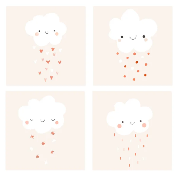 Простая Детская Иллюстрация Дождливым Белым Облаком Детский Дизайн — стоковое фото
