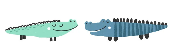 Illustration Enfantine Simple Avec Crocodile Drôle Conception Drôle Enfants Avec — Photo